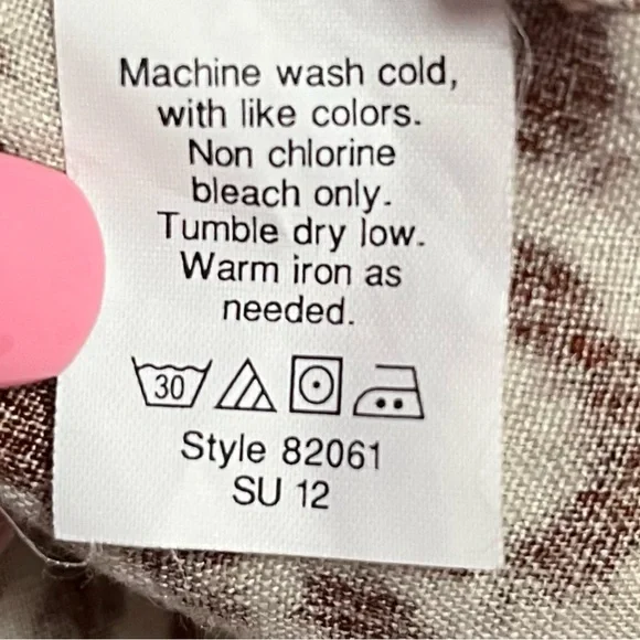 J. Crew 100% Linen Size 16 Leopard Animal Print Blouse Top 3/4 Sleeve - Picture 6 of 6